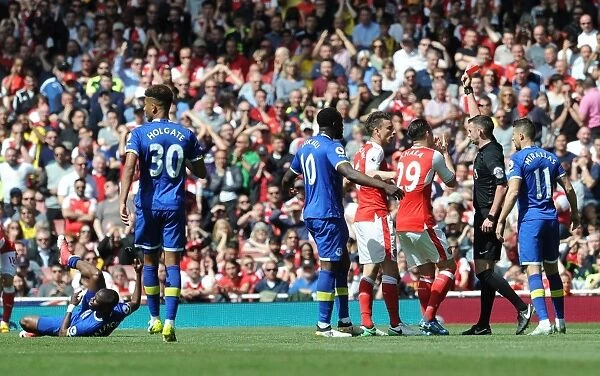 Arsenal's Koscielny Sent Off by Oliver in Intense Arsenal v Everton Clash (2016-17)