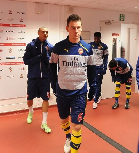 Arsenal's Koscielny in the Tunnel: Focus and Determination Before Southampton Showdown (2014-15)