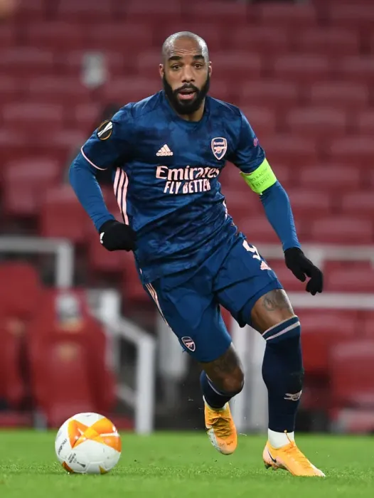 Framed Print : Arsenal's Lacazette in Action against Rapid Wien in Europa League