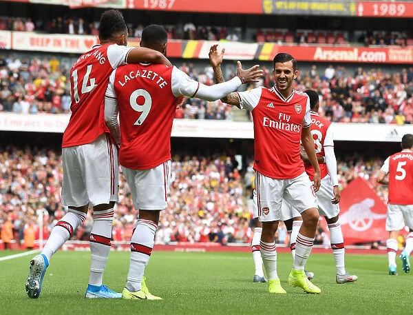 Arsenal's Lacazette, Aubameyang, and Ceballos Celebrate First Goal vs. Burnley (2019-20)