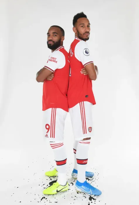 Framed Print : Arsenal's Lacazette and Aubameyang at 2019-2020 Arsenal Photocall: United Front