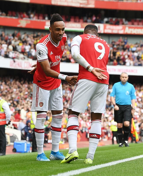 Arsenal's Lacazette and Aubameyang Celebrate First Goal in Arsenal v Burnley (2019-20)