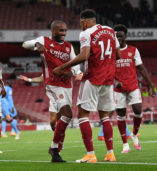 Arsenal's Lacazette and Aubameyang Celebrate Goal Against West Ham United (2020-21)