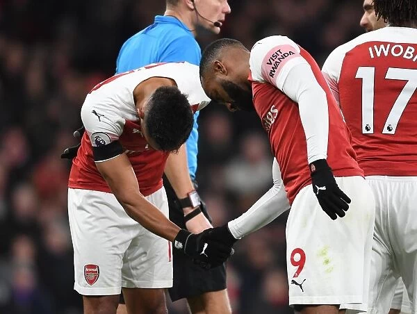 Arsenal's Lacazette and Aubameyang Celebrate Goals Against Fulham in Premier League Clash (January 2019)