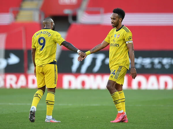 Arsenal's Lacazette and Aubameyang Celebrate Victory over Southampton (2019-20)