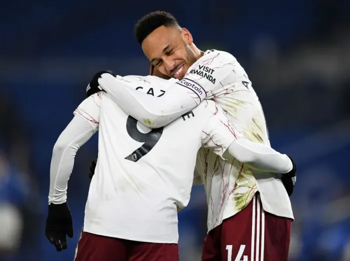 Framed Print : Arsenal's Lacazette and Aubameyang: A Deadly Duo Celebrates Goal Scoring Success Against Brighton & Hove Albion Framed Print : Arsenal's Lacazette and Aubameyang: A Deadly Duo Celebrates Goal Scoring Success Against Brighton & Hove Albion