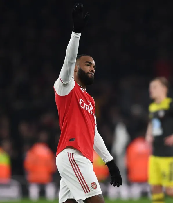 Framed Print : Arsenal's Lacazette Celebrates Win Against Southampton in Premier League