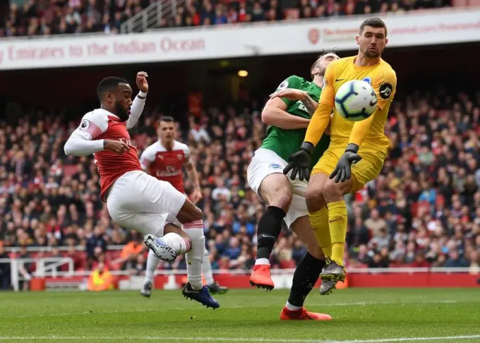 Framed Print : Arsenal's Lacazette Denied by Ryan and Duffy in Clash with Brighton Framed Print : Arsenal's Lacazette Denied by Ryan and Duffy in Clash with Brighton