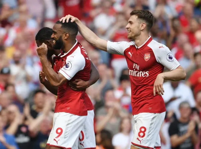 Framed Print : Arsenal's Lacazette, Maitland-Niles, and Ramsey Celebrate Goals Against West Ham Framed Print : Arsenal's Lacazette, Maitland-Niles, and Ramsey Celebrate Goals Against West Ham
