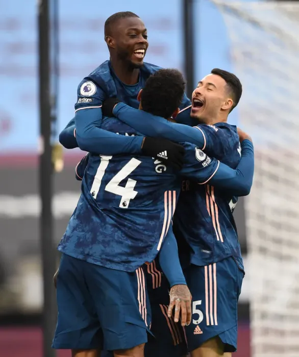 Framed Print : Arsenal's Lacazette, Pepe, Aubameyang, and Martinelli Celebrate Goals Against West Ham in Premier League Framed Print : Arsenal's Lacazette, Pepe, Aubameyang, and Martinelli Celebrate Goals Against West Ham in Premier League