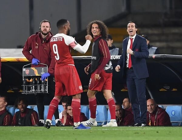 Arsenal's Lacazette Scores, Emery Celebrates in Napoli's Stadio San Paolo - Europa League Quarterfinals 2019