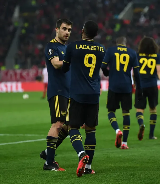 Framed Print : Arsenal's Lacazette Scores in Europa League Clash vs. Olympiacos