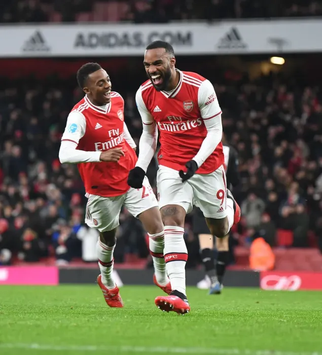 Framed Print : Arsenal's Lacazette Scores Fourth Goal in Emirates Thrashing of Newcastle (2019-20)