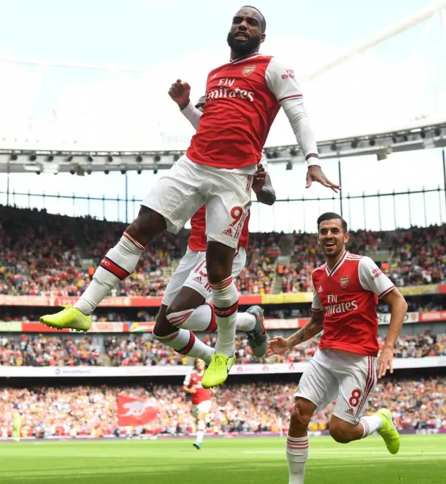 Framed Print : Arsenal's Lacazette Scores in Premier League Opener Against Burnley Framed Print : Arsenal's Lacazette Scores in Premier League Opener Against Burnley