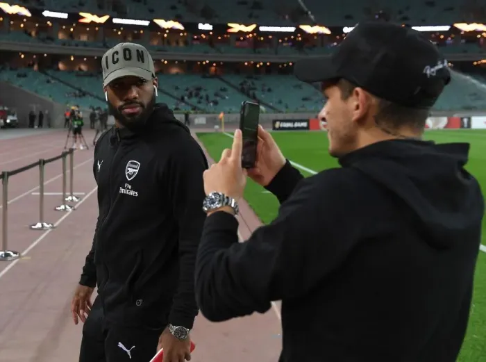 Framed Print : Arsenal's Lacazette and Torreira Before UEFA Europa League Clash Against Qarabag Framed Print : Arsenal's Lacazette and Torreira Before UEFA Europa League Clash Against Qarabag