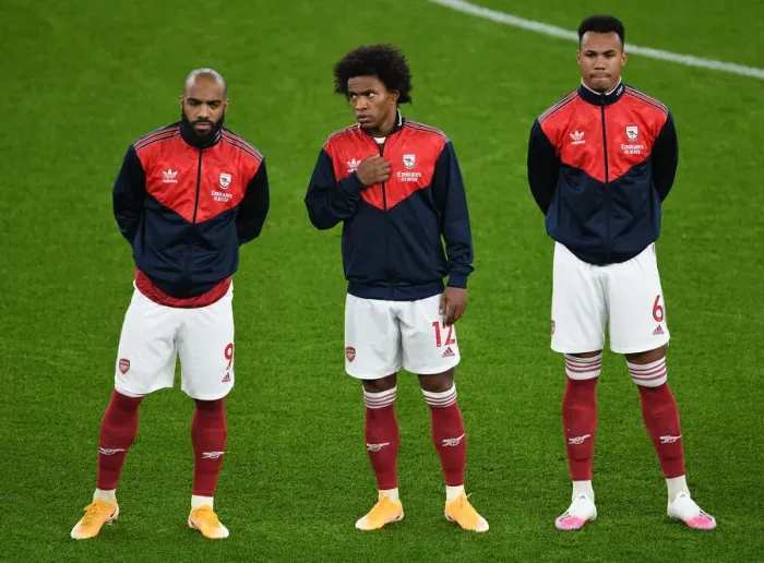 Framed Print : Arsenal's Lacazette, Willian, and Gabriel in Action against Burnley (2020-21) Framed Print : Arsenal's Lacazette, Willian, and Gabriel in Action against Burnley (2020-21)