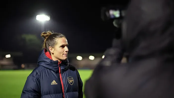 Framed Print : Arsenal's Laia Codina Reflects After Hard-Fought Arsenal Women vs. Tottenham Hotspur Women Conti Cup Match