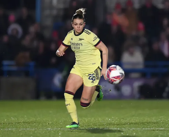 Framed Print : Arsenal's Laura Wienroither Faces Off Against Chelsea Women in FA WSL Showdown Framed Print : Arsenal's Laura Wienroither Faces Off Against Chelsea Women in FA WSL Showdown