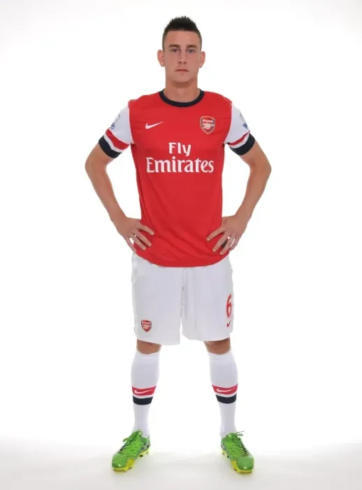 Framed Print : Arsenal's Laurent Koscielny at 2013-14 Squad Team Photocall