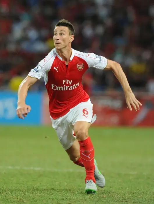 Framed Print : Arsenal's Laurent Koscielny in Action Against Everton at 2015 Asia Trophy, Singapore