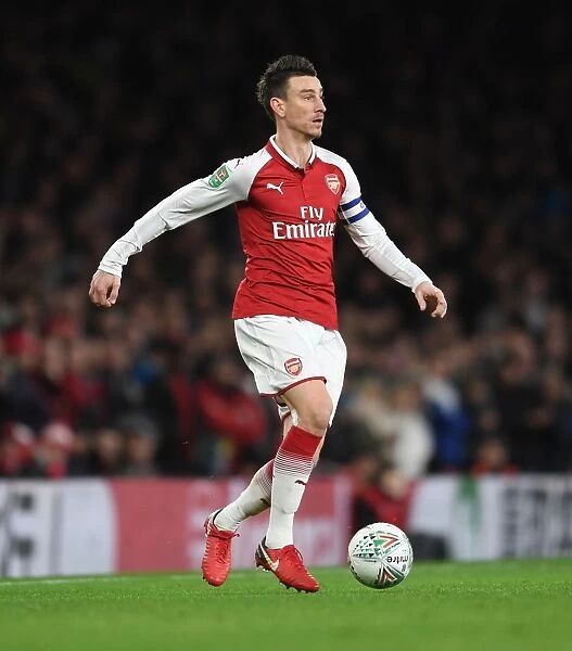 Arsenal's Laurent Koscielny Concentrates in Carabao Cup Showdown Against Chelsea