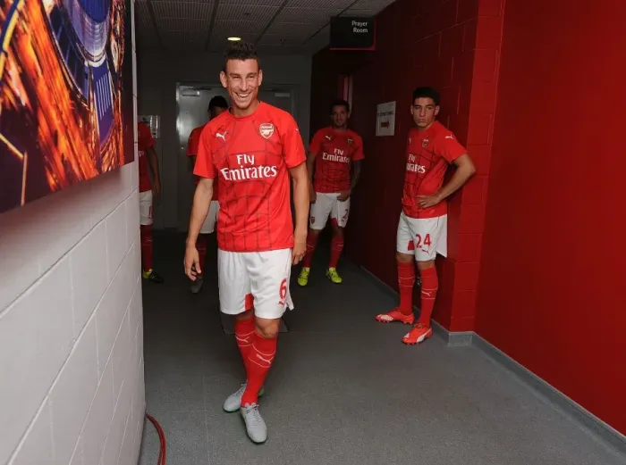 Framed Print : Arsenal's Laurent Koscielny Gears Up for Arsenal vs. Everton - Barclays Asia Trophy 2015-16 Framed Print : Arsenal's Laurent Koscielny Gears Up for Arsenal vs. Everton - Barclays Asia Trophy 2015-16