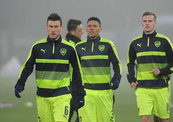 Arsenal's Laurent Koscielny Warming Up Ahead of FC Basel Clash in 2016-17 UEFA Champions League