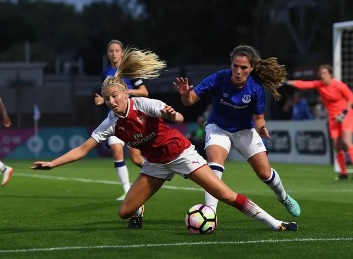 Framed Print : Arsenal's Leah Williamson Fouls by Everton's Siri Worm: Pre-Season Clash (2017-18) Framed Print : Arsenal's Leah Williamson Fouls by Everton's Siri Worm: Pre-Season Clash (2017-18)