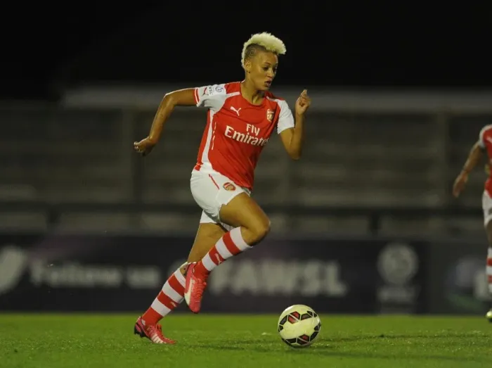 Framed Print : Arsenal's Lianne Sanderson in Action: Arsenal Ladies vs. Bristol Academy WSL Match