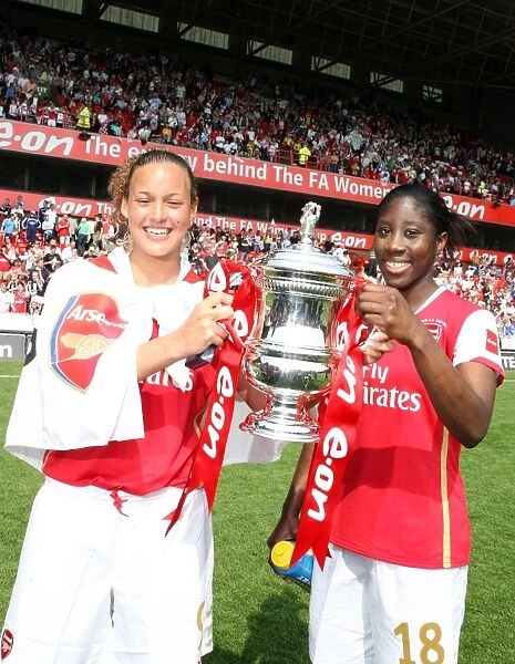 Arsenal's Lianne Sanderson and Anita Asante Celebrate FA Cup Victory