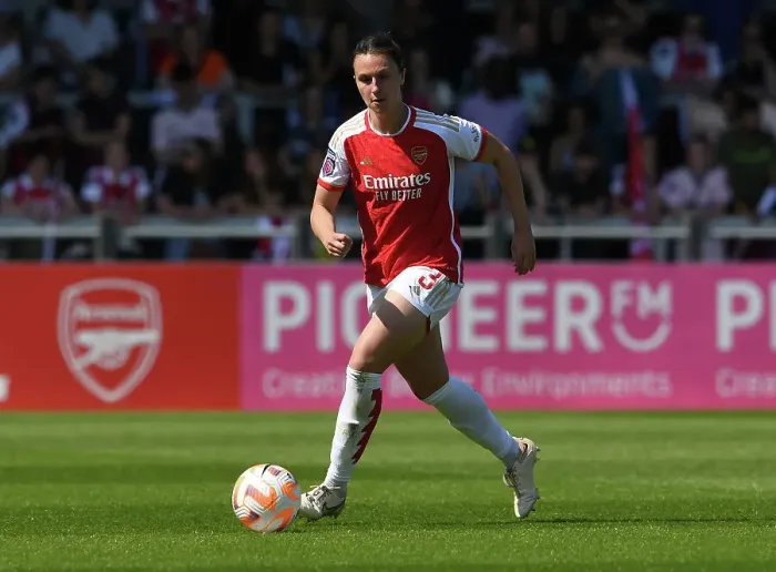 Framed Print : Arsenal's Lotte Wubben-Moy in Action: Arsenal Women vs. Aston Villa, FA Women's Super League 2022-23
