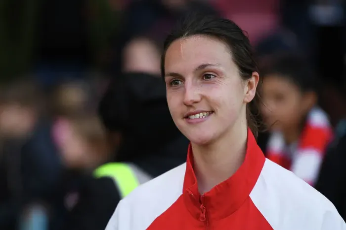Framed Print : Arsenal's Lotte Wubben-Moy Reacts After FA Women's Super League Match vs. Tottenham Hotspur
