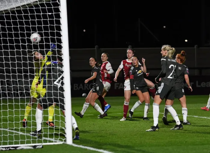 Framed Print : Arsenal's Lotte Wubben-Moy Scores Historic Goal in Empty Meadow Park Against Manchester United Women (FA WSL 2021) Framed Print : Arsenal's Lotte Wubben-Moy Scores Historic Goal in Empty Meadow Park Against Manchester United Women (FA WSL 2021)