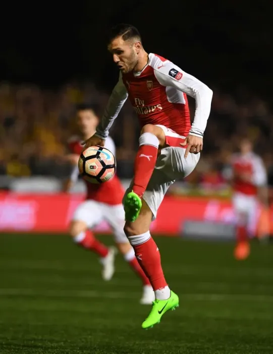 Framed Print : Arsenal's Lucas Perez in FA Cup Fifth Round Action against Sutton United