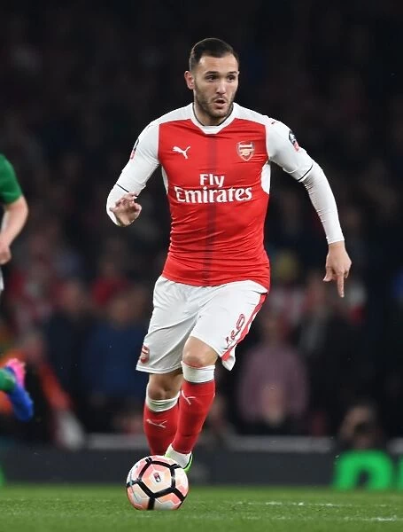 Arsenal's Lucas Perez in FA Cup Quarter-Final Action against Lincoln City