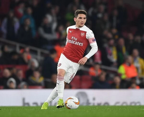 Arsenal's Lucas Torreira in Action against BATE Borisov in UEFA Europa League Round of 32 (2018-19)