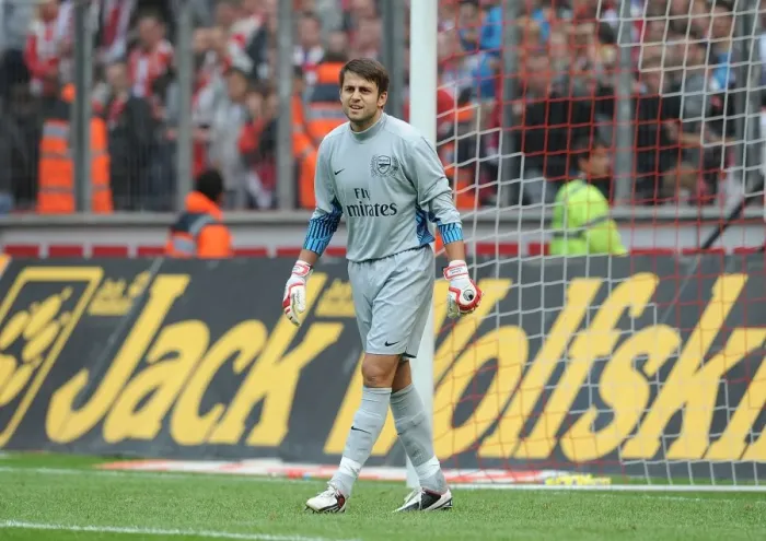 Framed Print : Arsenal's Lucasz Fabianski in Action during Pre-Season Friendly against Cologne