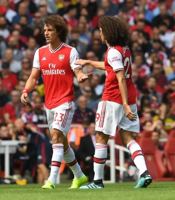 Framed Print : Arsenal's Luiz and Guendouzi in Action against Burnley, Premier League 2019-20