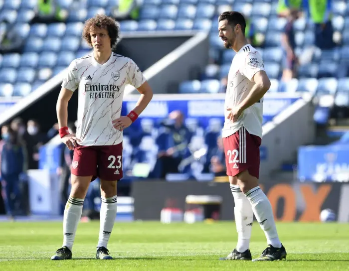 Framed Print : Arsenal's Luiz and Mari in Action against Leicester City (Premier League 2020-21)
