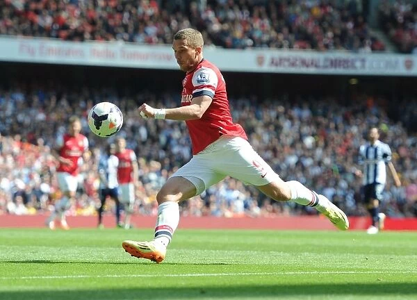 Arsenal's Lukas Podolski in Action Against West Bromwich Albion (2013-14)