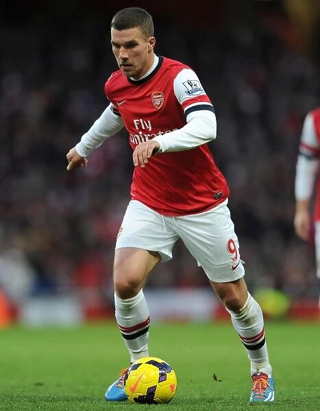 Arsenal's Lukas Podolski Scores in 2:0 Victory over Crystal Palace in Barclays Premier League at Emirates Stadium (Feb 2014)
