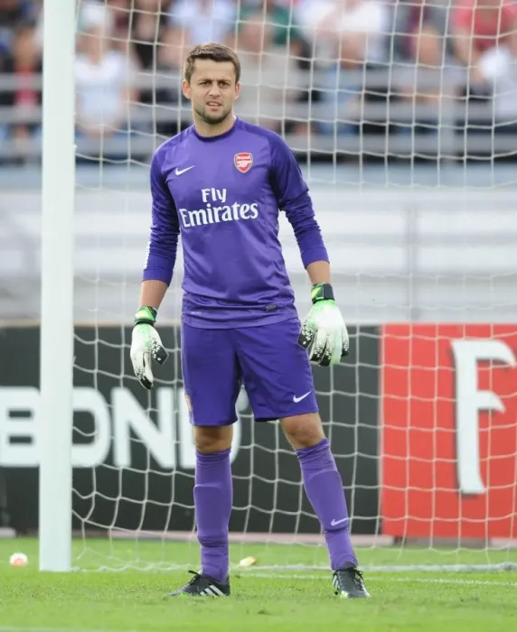 Framed Print : Arsenal's Lukasz Fabianski Faces Manchester City in Pre-Season Showdown (2013, Finland) Framed Print : Arsenal's Lukasz Fabianski Faces Manchester City in Pre-Season Showdown (2013, Finland)
