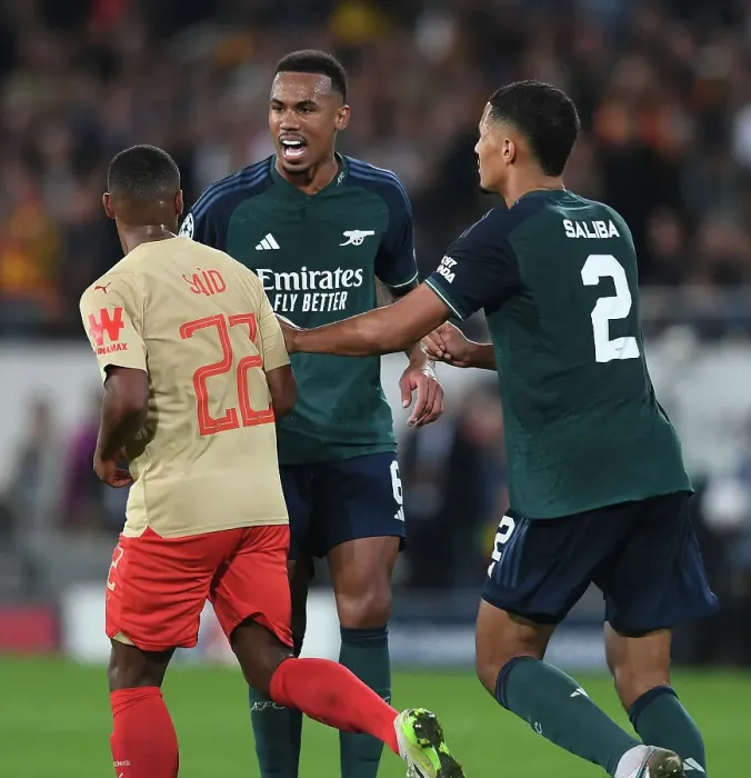 Framed Print : Arsenal's Magalhaes and Said Clash in Heated Moment at RC Lens vs Arsenal, UEFA Champions League 2023-24 Framed Print : Arsenal's Magalhaes and Said Clash in Heated Moment at RC Lens vs Arsenal, UEFA Champions League 2023-24