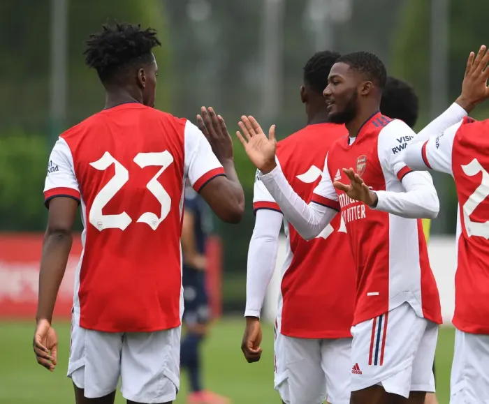 Framed Print : Arsenal's Maitland-Niles and Lokonga Celebrate Goal in Arsenal v Millwall Pre-Season Friendly Framed Print : Arsenal's Maitland-Niles and Lokonga Celebrate Goal in Arsenal v Millwall Pre-Season Friendly
