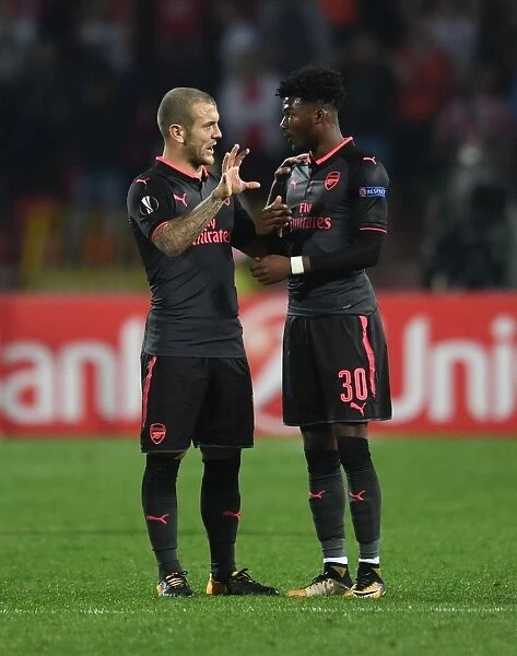 Arsenal's Maitland-Niles and Wilshere in Action against Red Star Belgrade, Europa League 2017-18