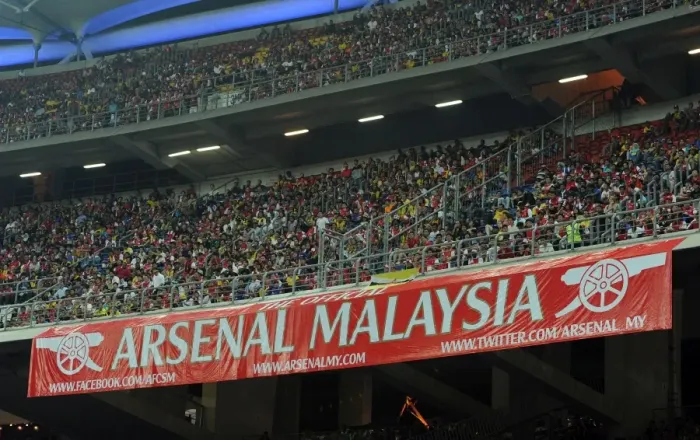 Framed Print : Arsenal's Malaysian Sea of Red and White: Passionate Fan Support (Malaysia XI vs Arsenal, 2012-13)