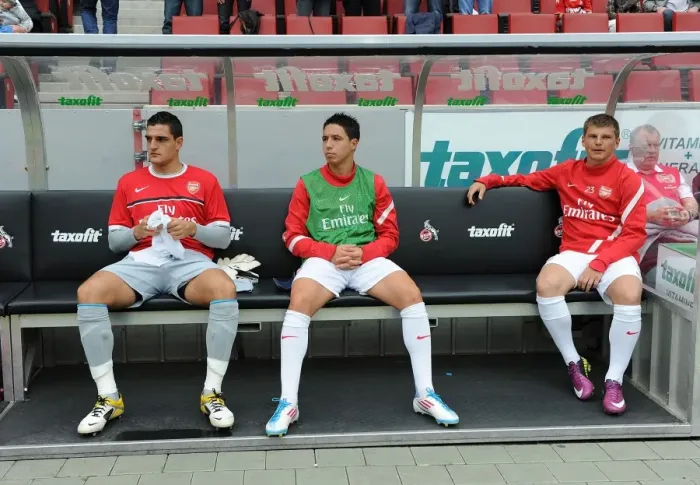 Framed Print : Arsenal's Mannone, Nasri, and Arshavin in Action during Cologne Friendly Framed Print : Arsenal's Mannone, Nasri, and Arshavin in Action during Cologne Friendly