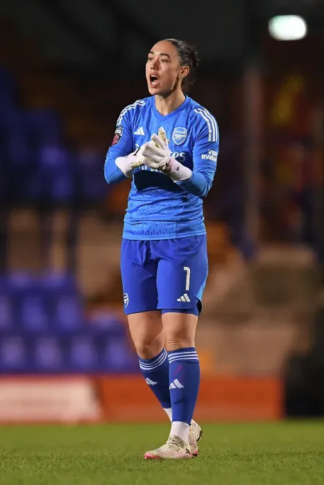 Framed Print : Arsenal's Manuela Zinsberger Reacts During Liverpool vs Arsenal Women's Super League Match