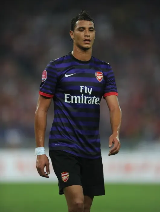 Framed Print : Arsenal's Marouane Chamakh in Action against Malaysia XI (2012)