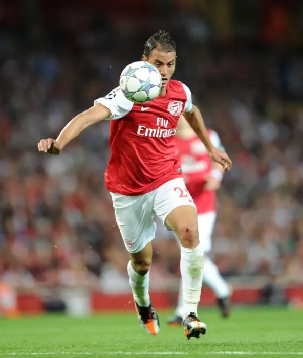 Framed Print : Arsenal's Marouane Chamakh Scores the Winning Goal Against Olympiacos in the UEFA Champions League at Emirates Stadium (2011-12)